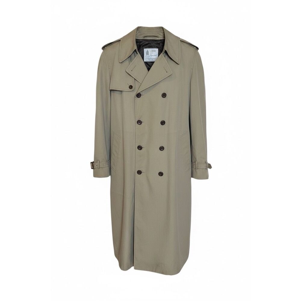 London Fog Double Breasted Removable Fleece Liner Trench Coat Beige Size‎ 44L